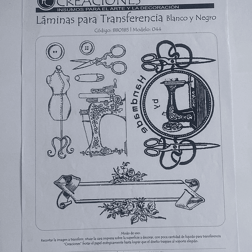 LAMINA PARA TRANSFERENCIA BLANCO Y NEGRO (20x25)