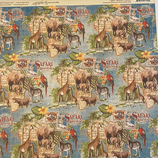 Lámina Graphic 45 Doble 30x30cm Scrapbooking USA - Safari Adventure Collection