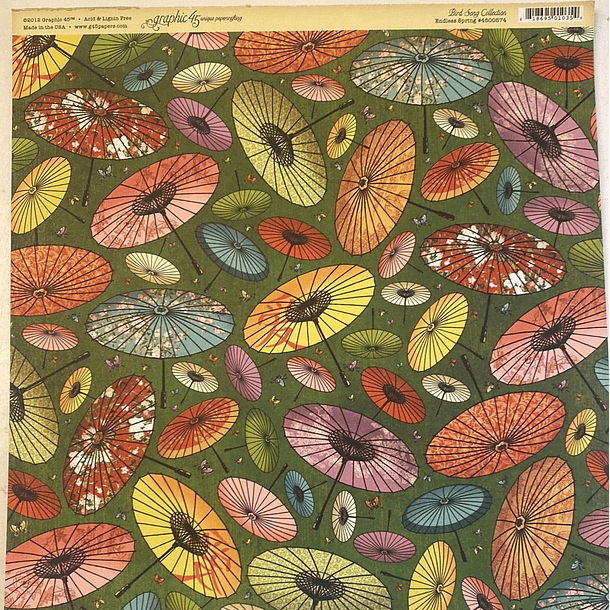 Lámina Graphic 45 Doble 30x30cm Scrapbooking USA - Bird Song Collection