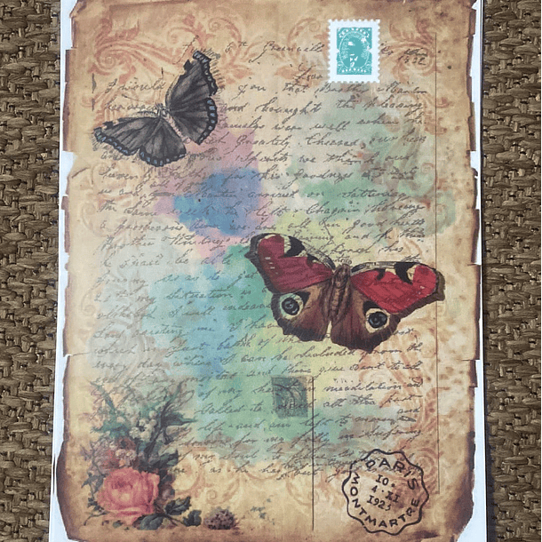 LAMINAS PARA DECOUPAGE   21x29 vintage mariposa