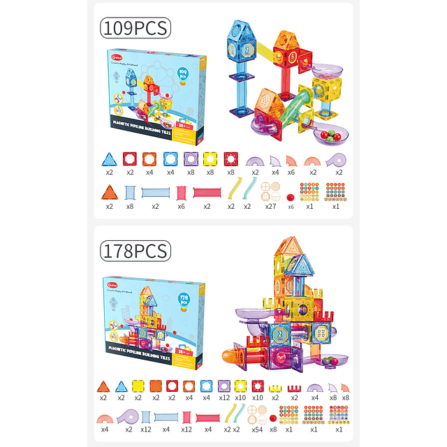 Tuberías magnéticas 109 piezas