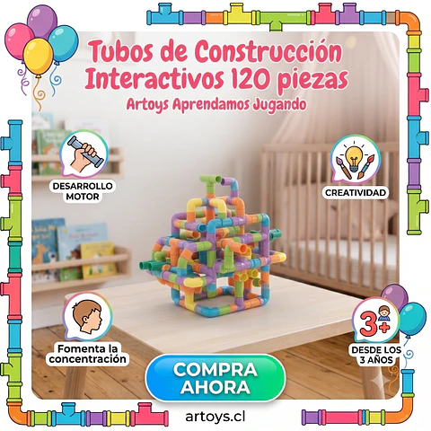 Tubos de Construcción Interactivos 120 piezas