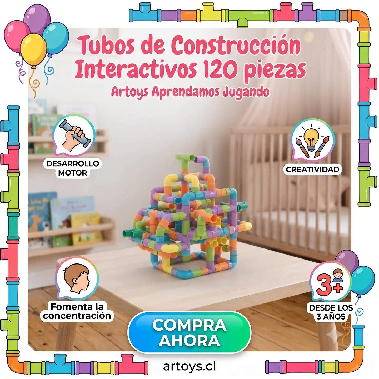 Tubos de Construcción Interactivos 120 piezas 1