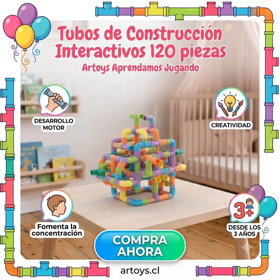 Tubos de Construcción Interactivos 120 piezas 1