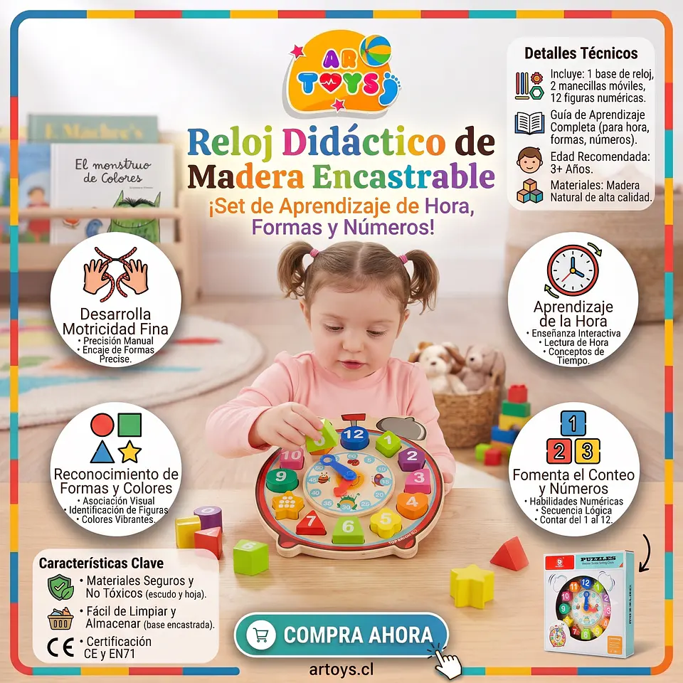 Reloj Didáctico de Madera 1