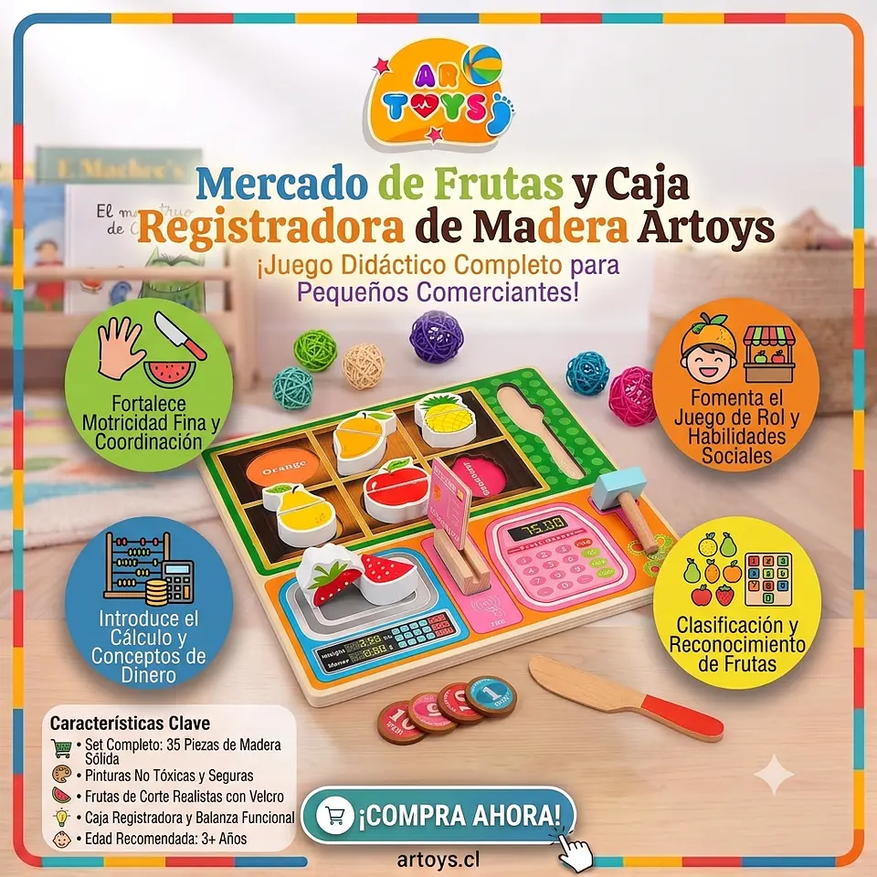 Mercado de Frutas y Caja Registradora de Madera 1