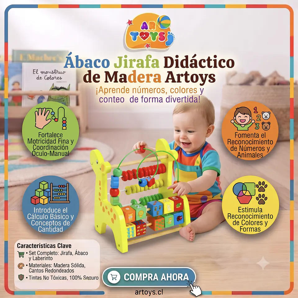 Ábaco Jirafa Didáctico de Madera, 1