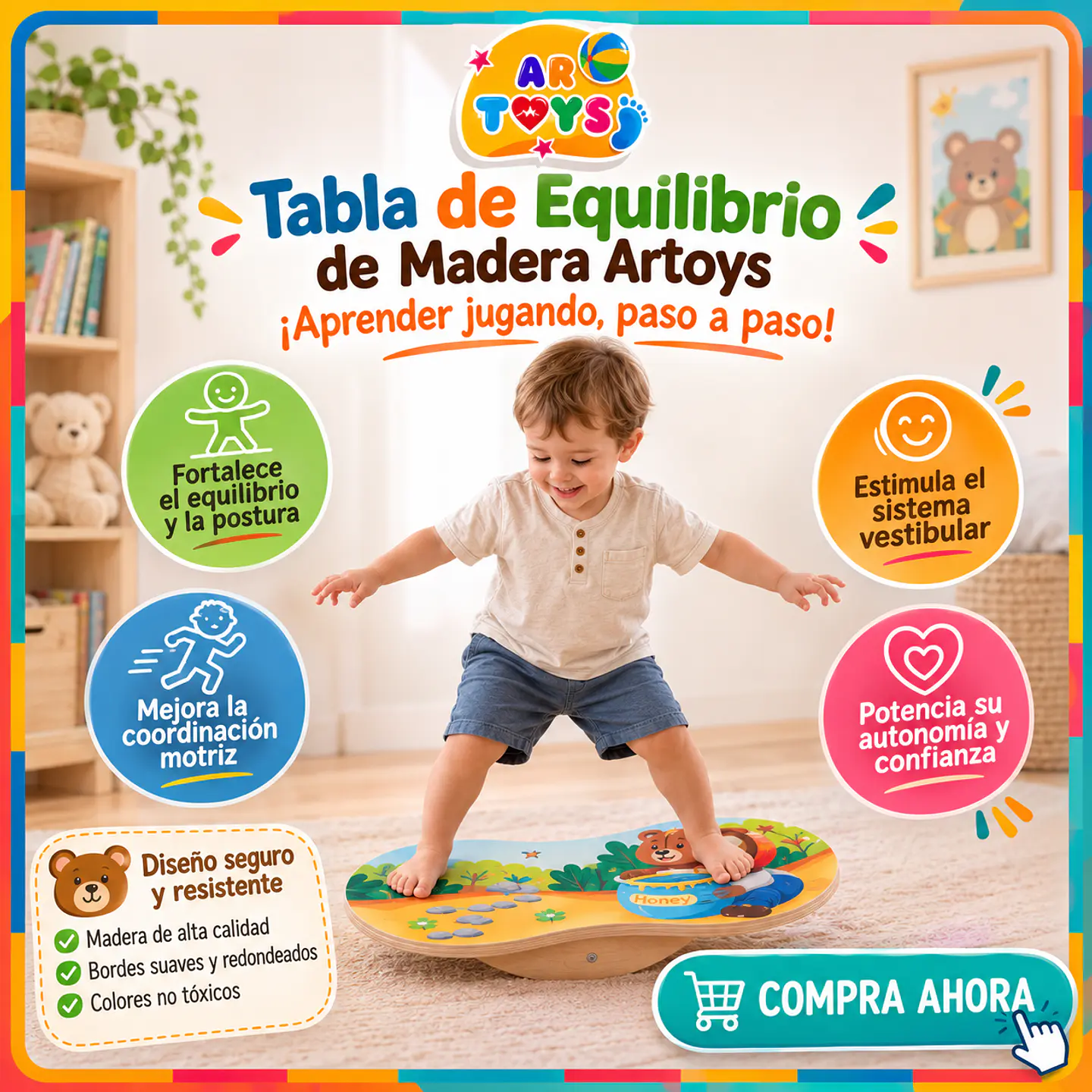 Tabla de Equilibrio de Madera Oso Miel 1