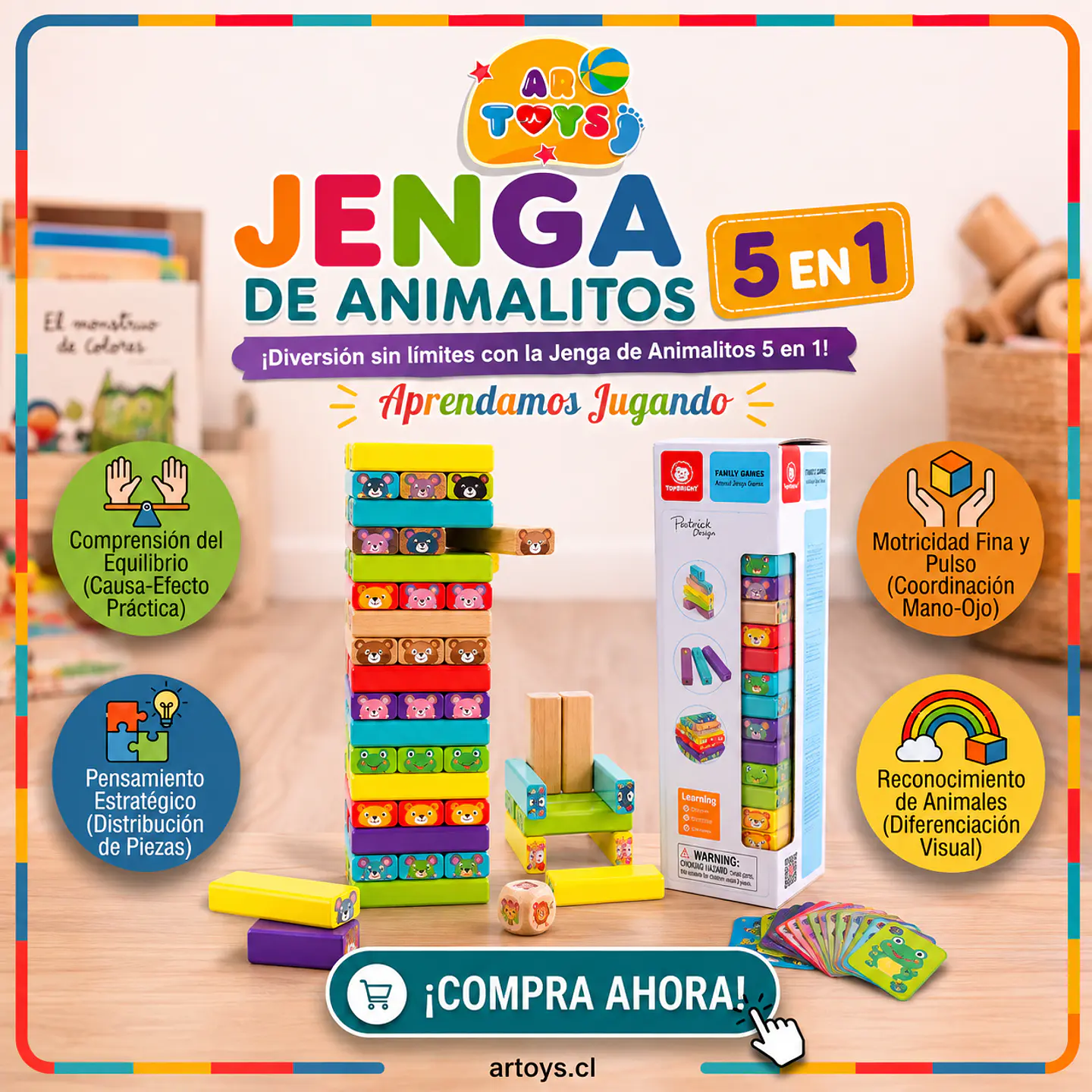 Jenga de Animalitos 5 en 1 1