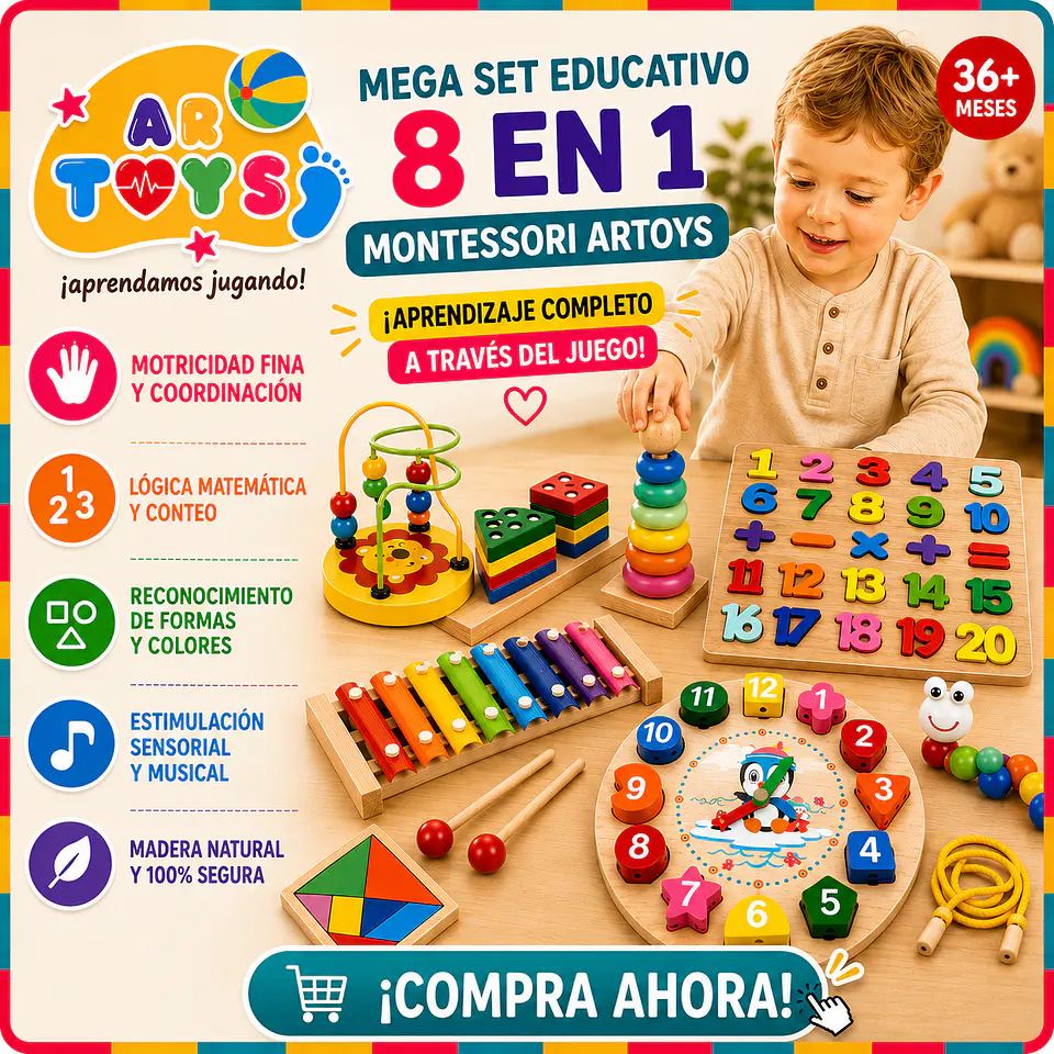 Mega Set Educativo de Madera 8 en 1 Montessori 1