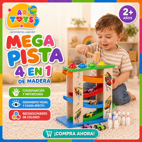 Mega Pista 4 en 1 de Madera