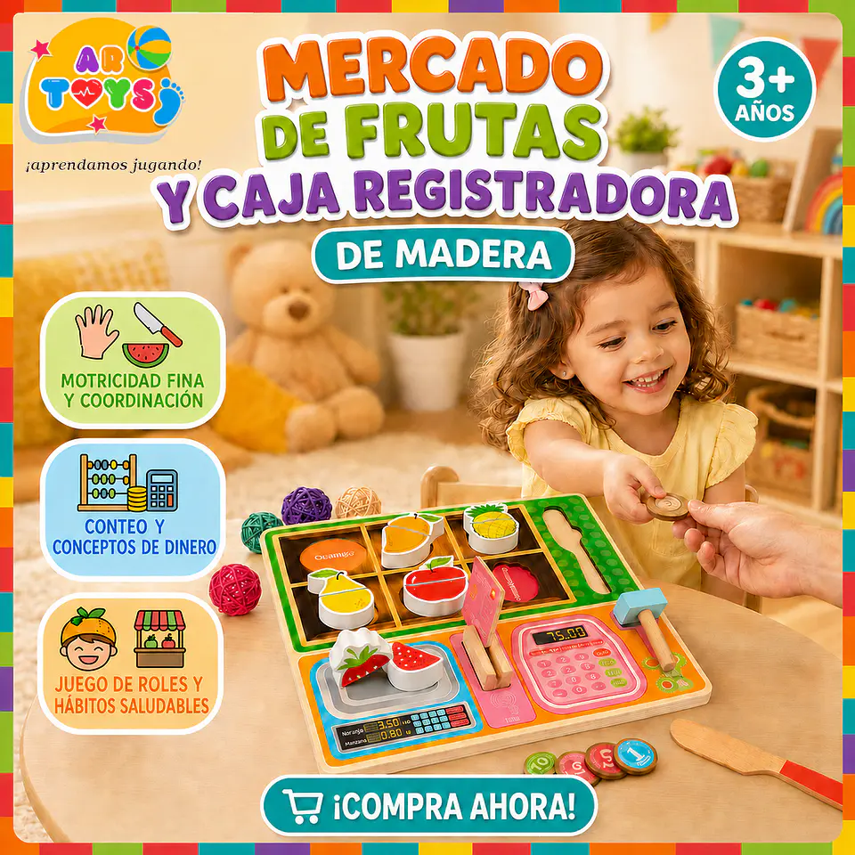 Mercado de Frutas y Caja Registradora de Madera 1
