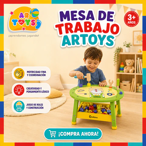 Mesa de Trabajo Infantil de Madera con Herramientas