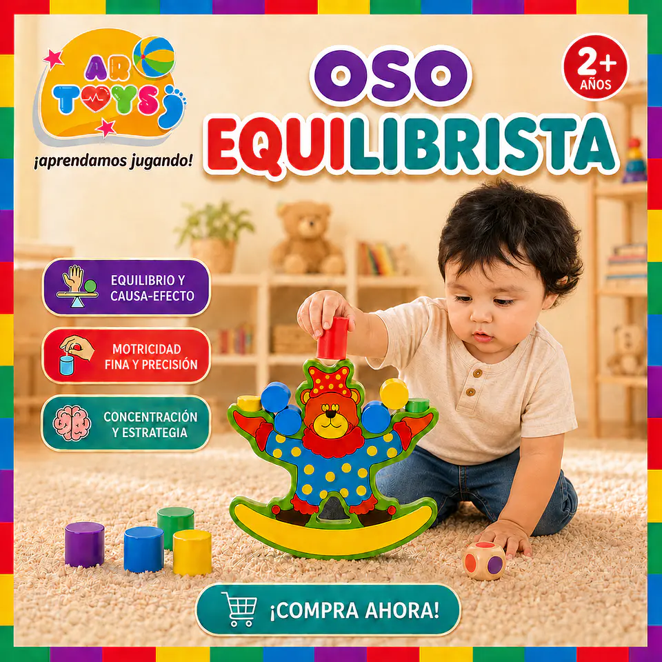 Oso Equilibrista: Juego de Equilibrio de Madera 1