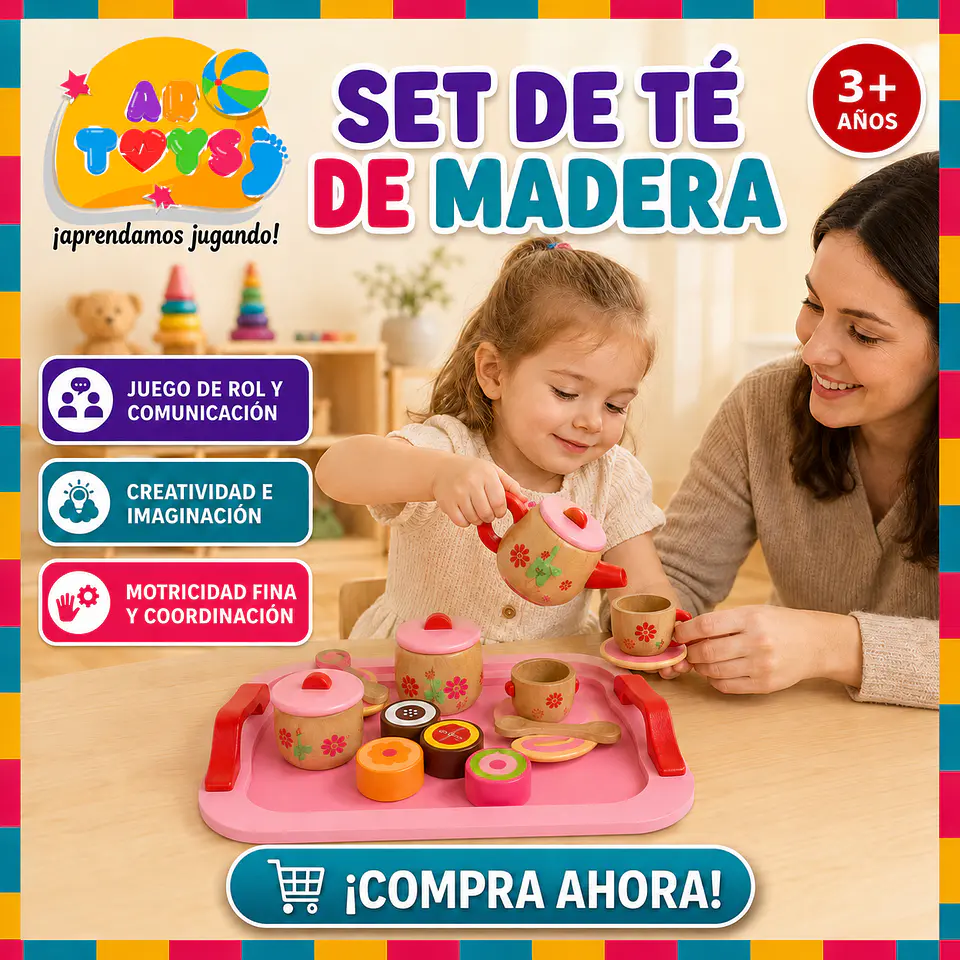 Set de Té Infantil de Madera, 18 Piezas 1