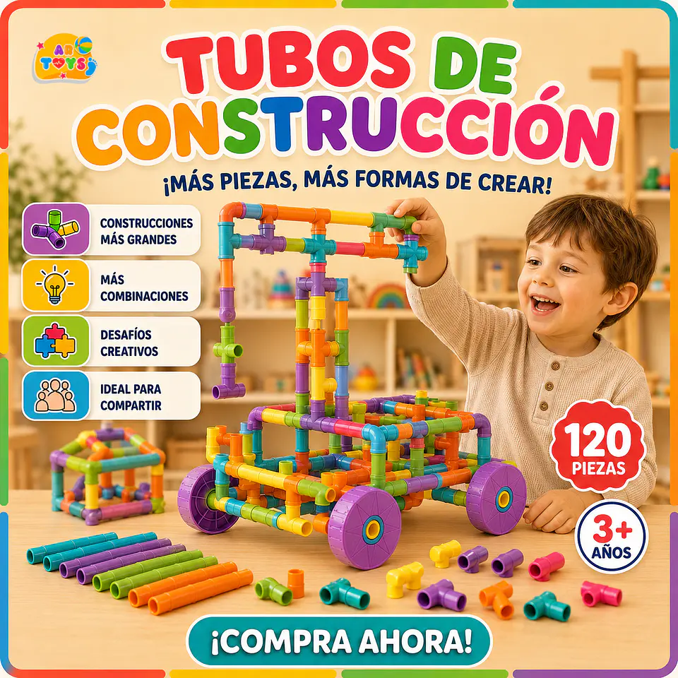 Tubos de Construcción Interactivos, 120 Piezas 1