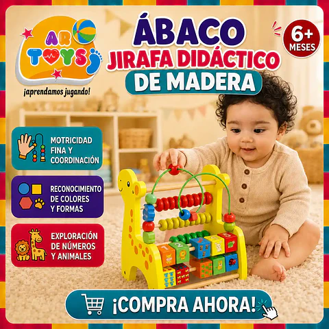 Ábaco Jirafa Didáctico de Madera con Laberinto
