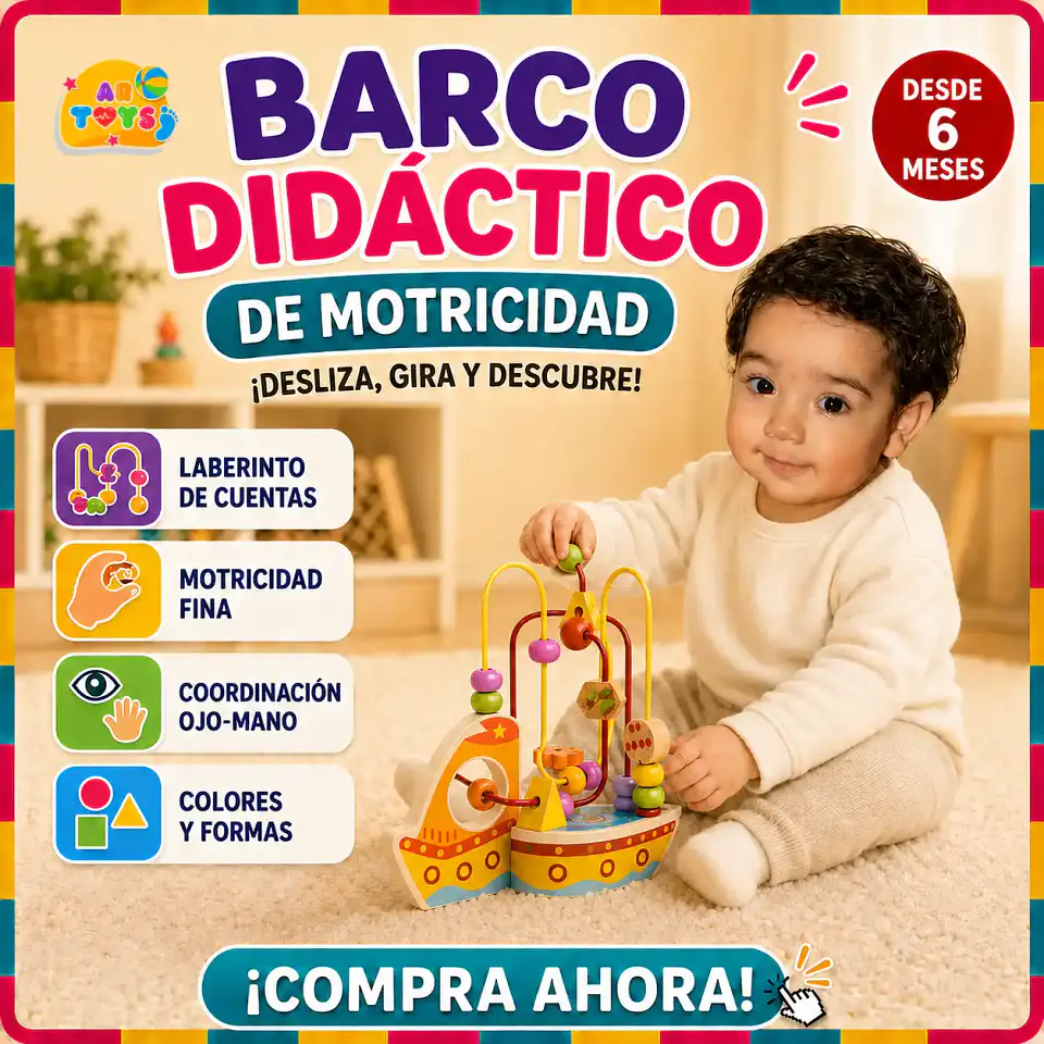 Barco Didáctico de Motricidad de Madera 1