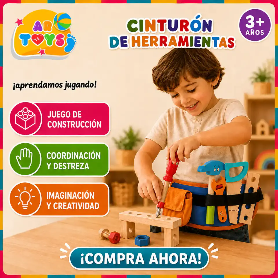 Cinturón Infantil de Herramientas de Madera 1