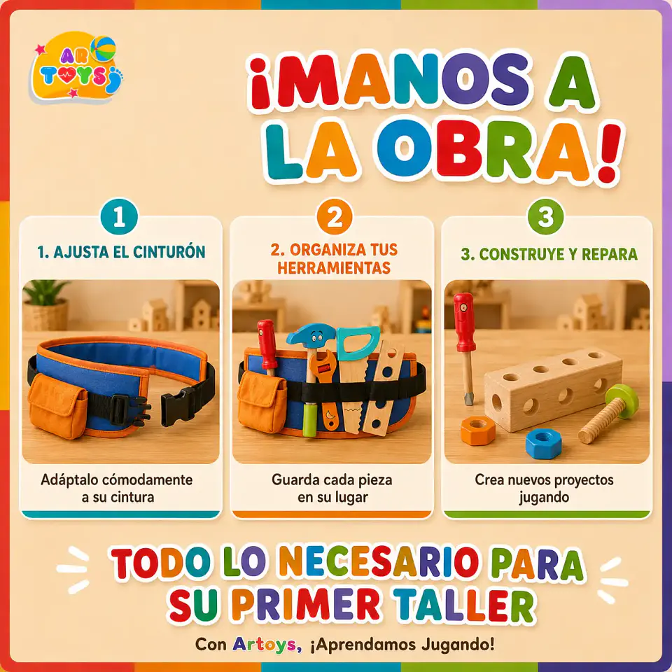Cinturón Infantil de Herramientas de Madera 2