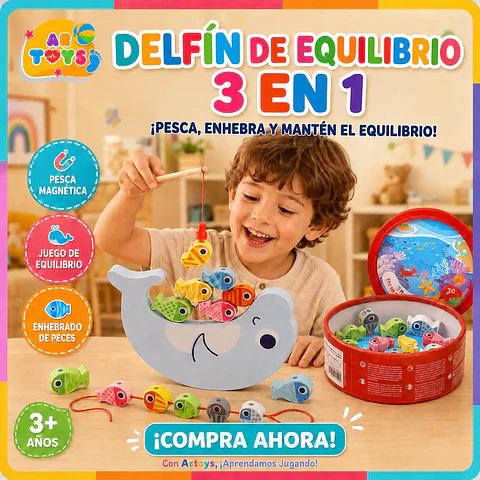 Delfín de Equilibrio 3 en 1 de Madera