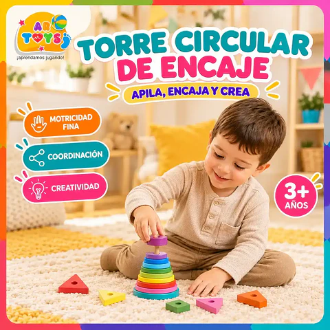 Torre Circular de Encaje 3 en 1 de Madera
