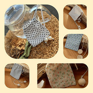 Sachets de thé en tissu réutilisables