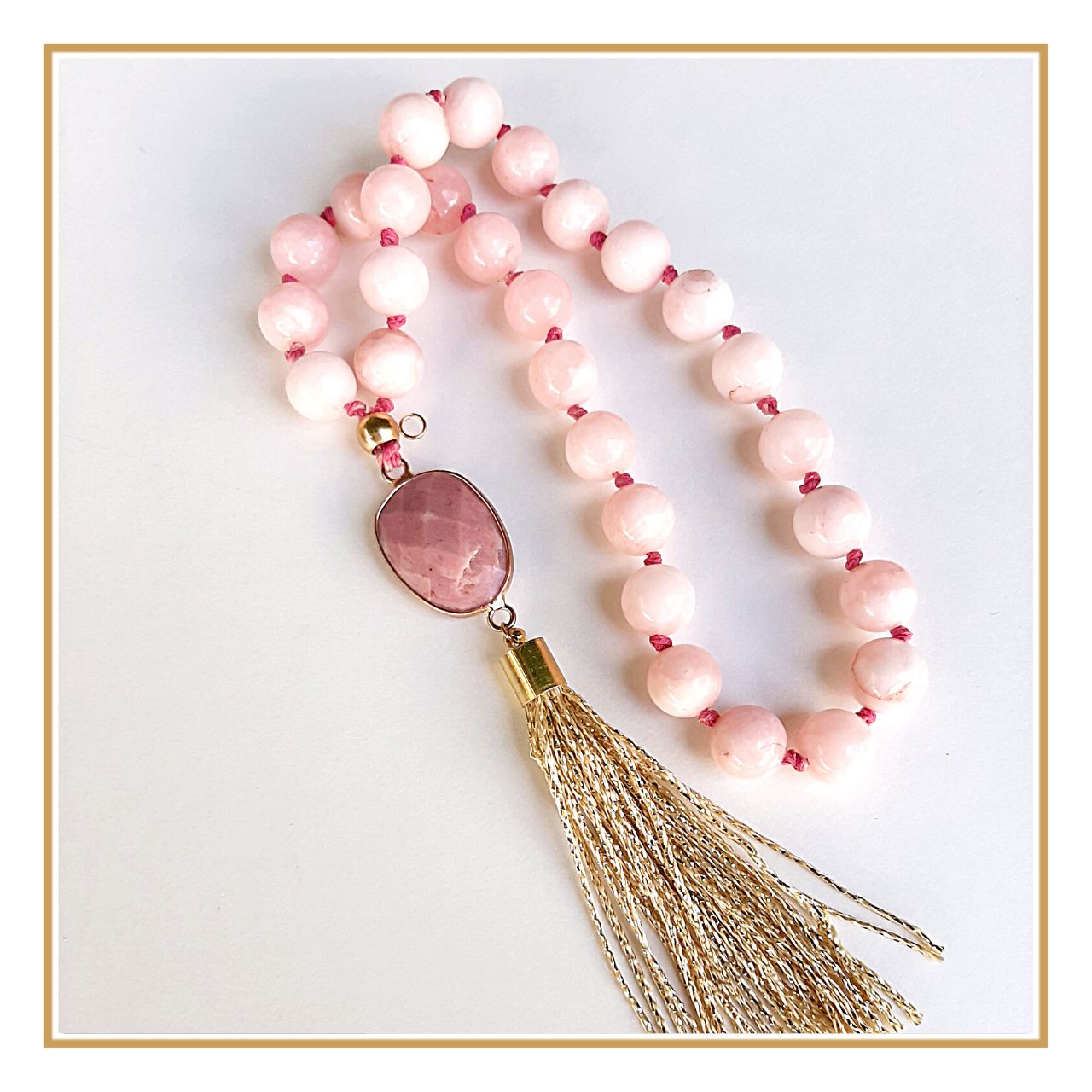 27 Perles Japamala - Quartz Rose (Voyage/Voiture)