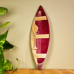 Indigenous Hardwood Inlaid Canoe with Paddle 35cm - Amazônia - Mixed Ton
