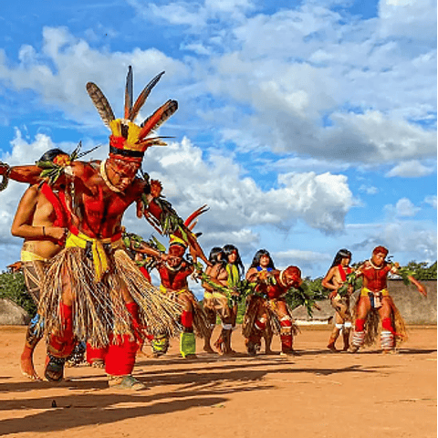 Banco Madeira Indígena "Anta" Etnia Waurá / Amazônia - Pequeno