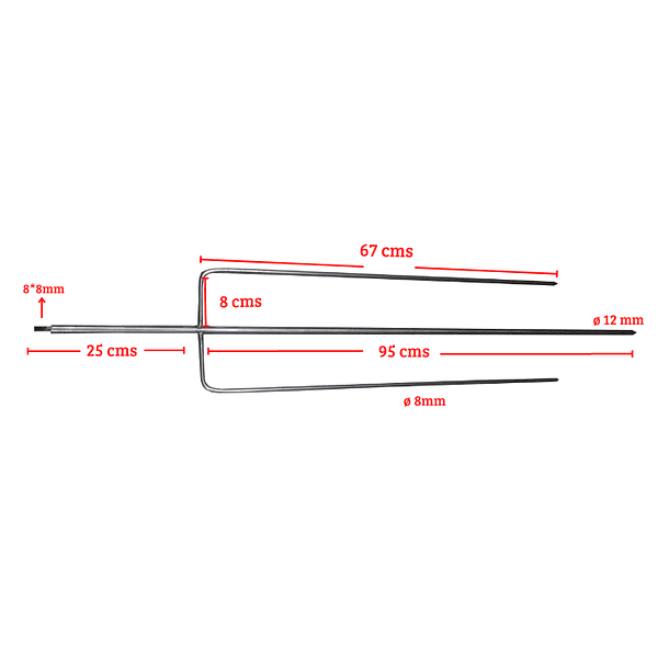 Tridente/Asador Inoxidable para Motor 15 kilos - MAYORISTA