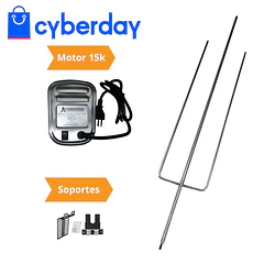 Kit Asador Grill Inox 15k (Tridente Inox 1.2mt + Motor 15k 220v)