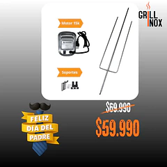 Kit Asador Grill Inox 15k (Tridente Inox 1.2mt + Motor 15k 220v)