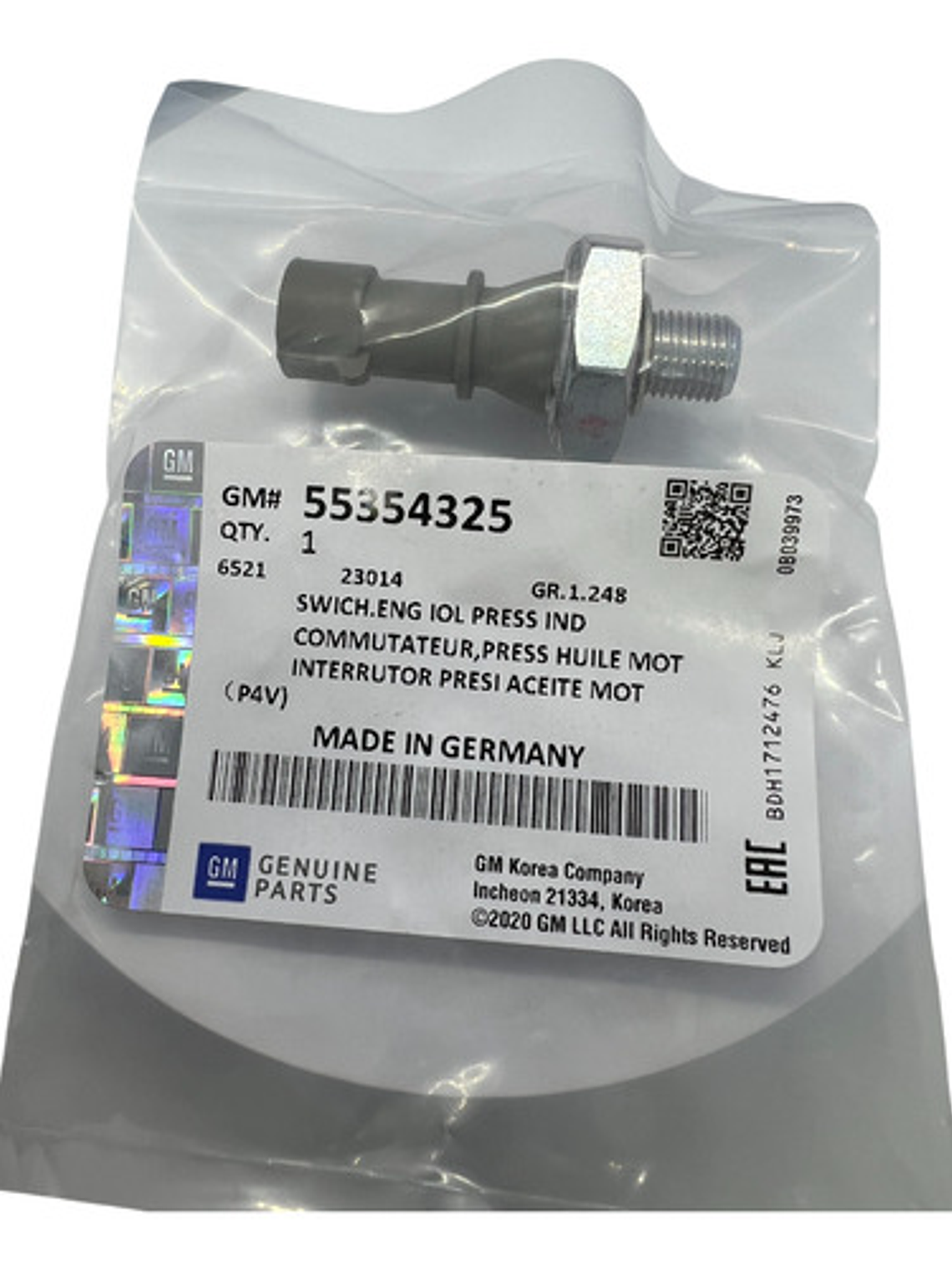 Sensor De Presión De Aceite Chevrolet Cruze Orlando Sonic Gm 1