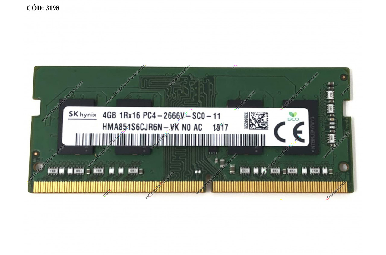 Memoria 4Gb 2666 So-Dimm 1Rx16 Dd HMA851S6JJR6N-VK 1