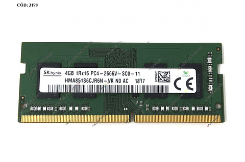 Memoria 4Gb 2666 So-Dimm 1Rx16 Dd HMA851S6JJR6N-VK