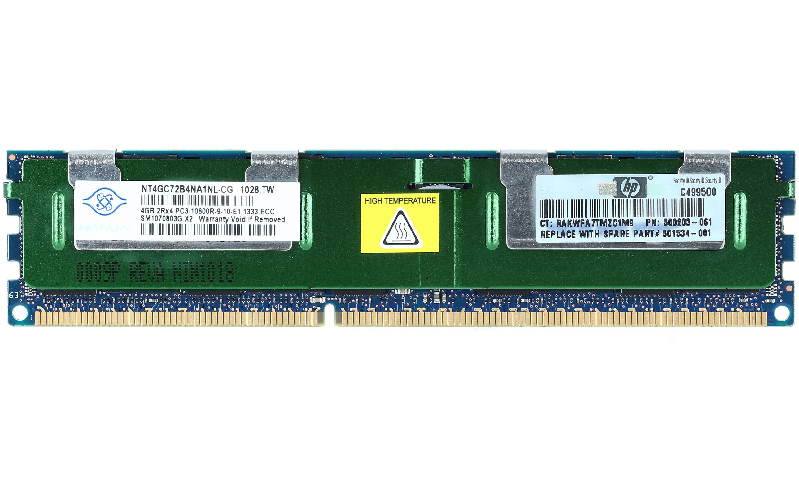 Memoria HP 4Gb 1X4Gb Pc3-10600 Du 500203-061 1