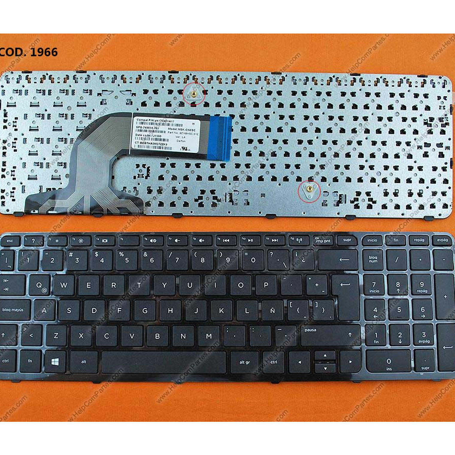 Teclado HP Negro Español Pavilion 719853-161 1