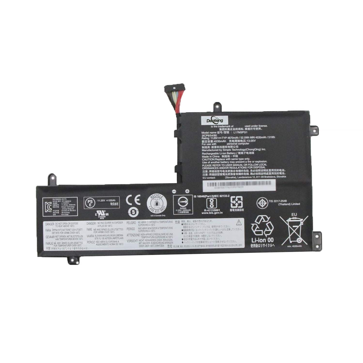 Batería Lenovo Legion Y530-15Ich Y7000 2019 1050 Y7000-2019-Pg0 11.25V 52.5Wh 4670 Mah L17M3Pg1 1