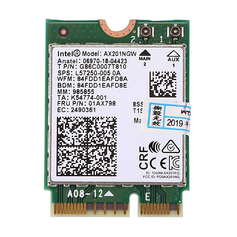 Intel Wi-Fi 6 Ax201 Bluetooth 5.0 Dual Band 2.4G/5G Wireless Ax201Ngw 1