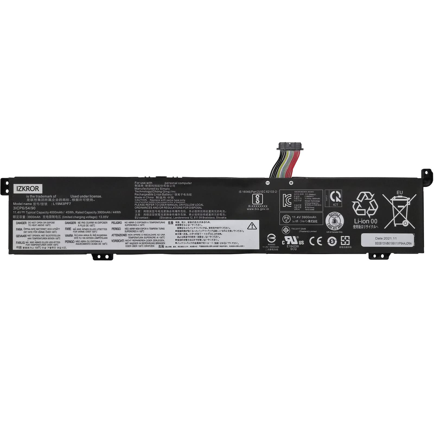 Bateria Lenovo Ideapad Gaming 3-15 Ideapad Creator 5-15 11.4V 45Wh 3 Celdas 5B10W89843 5B10W89836 1