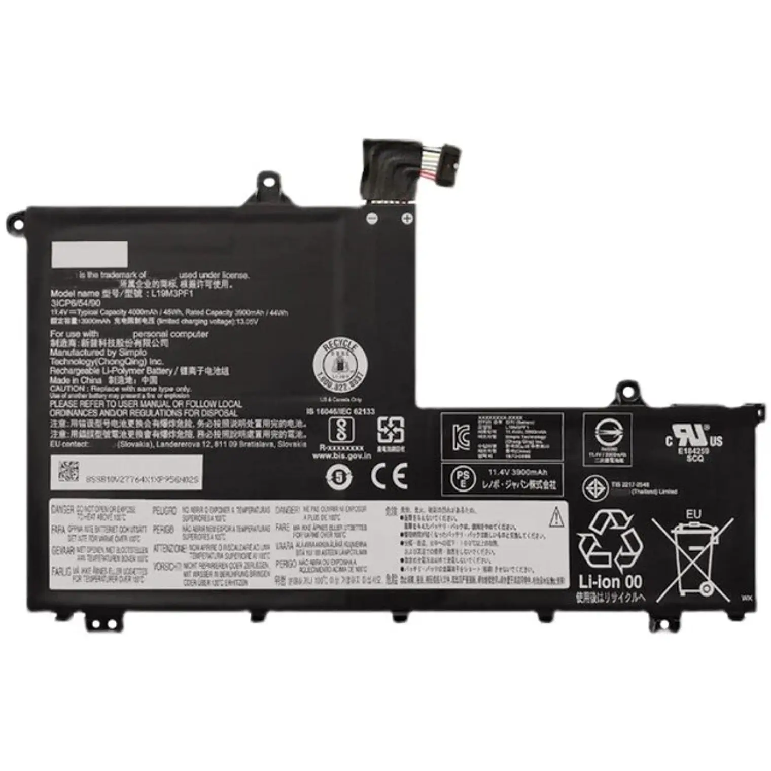 Bateria Lenovo Thinkbook 14-Iml 14-Iil 15-Iml 15-Iil Series 11.34V 36Wh 3 Celdas L19C3Pf1 L19M3Pf2 1