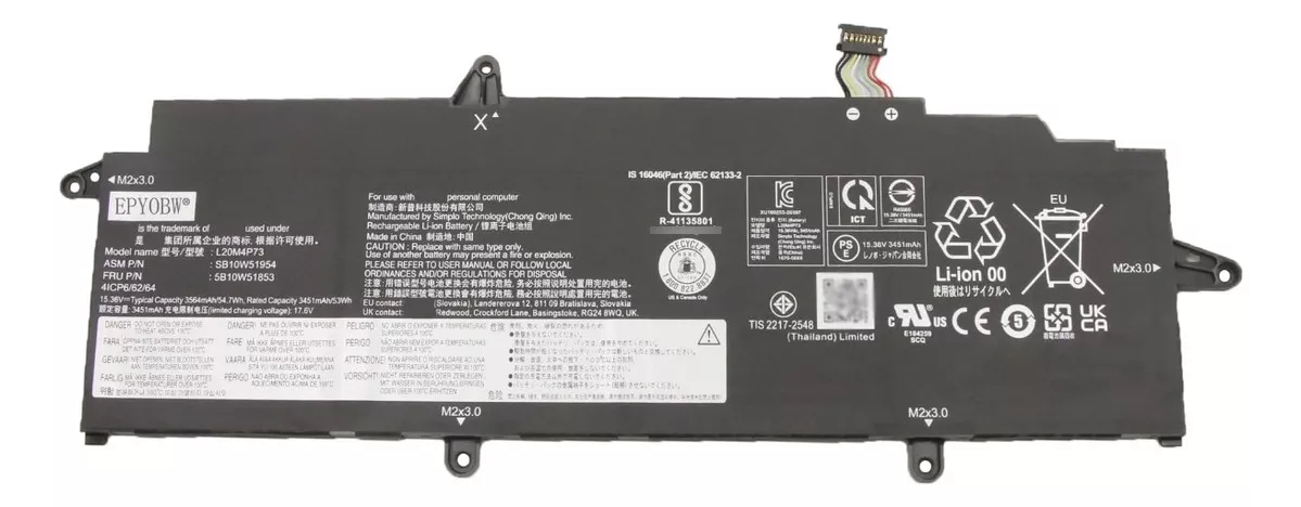 Batería Lenovo Thinkpad X13 Gen 2 Gen 3 15.36v 54.7wh 1