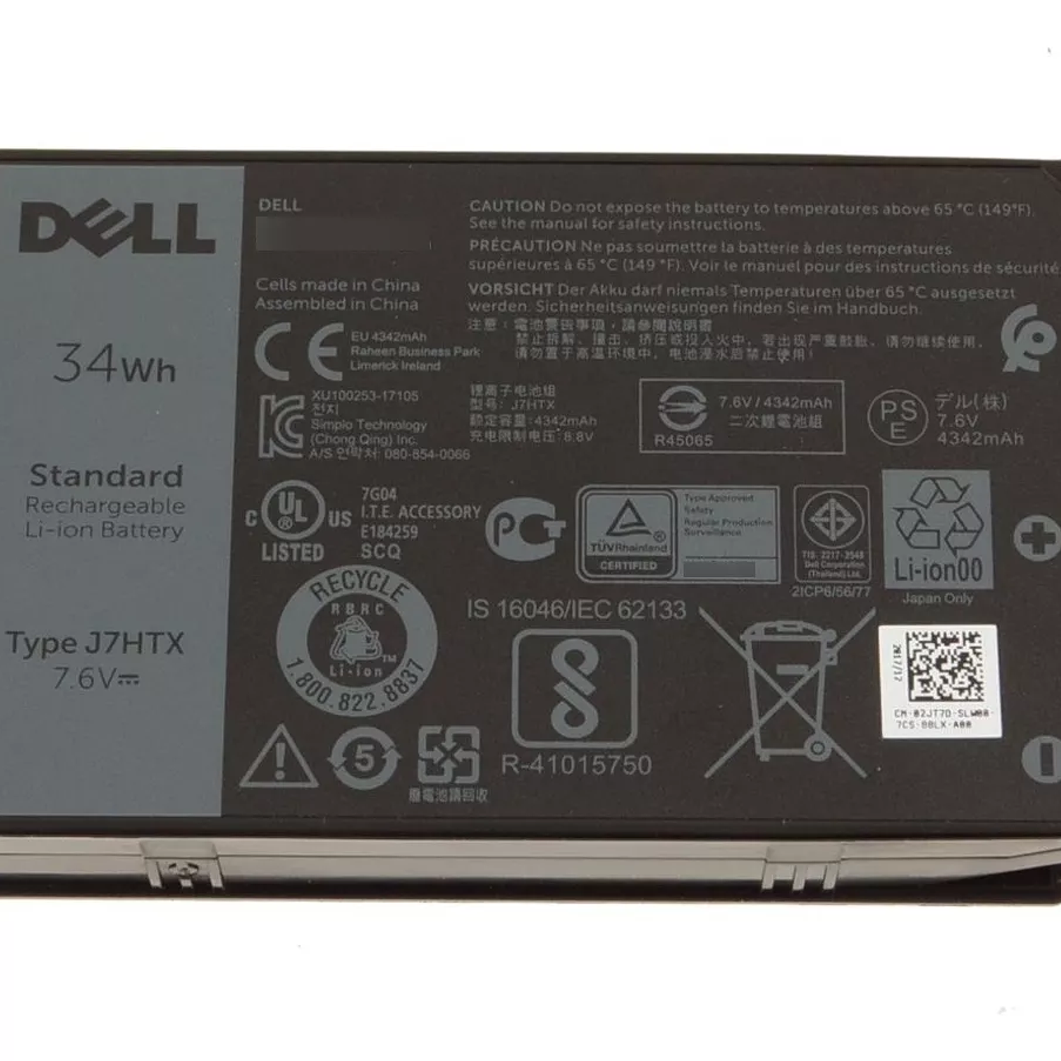 Batería Dell Latitude 7202 7212 7.6v 34wh 4 Celdas 02jt7d 1