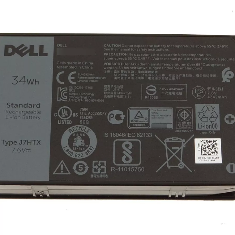 Batería Dell Latitude 7202 7212 7.6v 34wh 4 Celdas 02jt7d 1