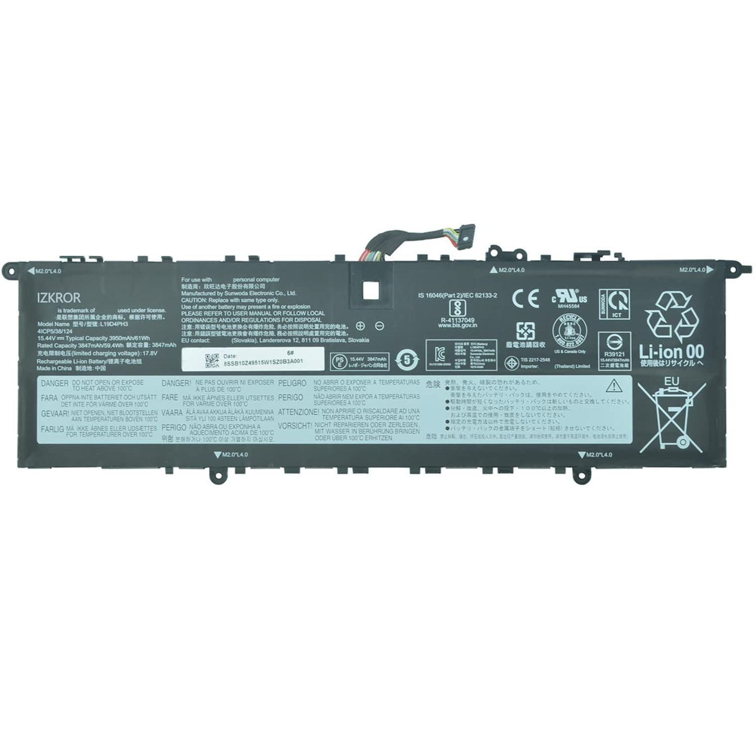 Bateria For Lenovo Yoga Slim 7 Pro Series 15.44V 61Wh L19D4Ph3 L19C4Ph3 1