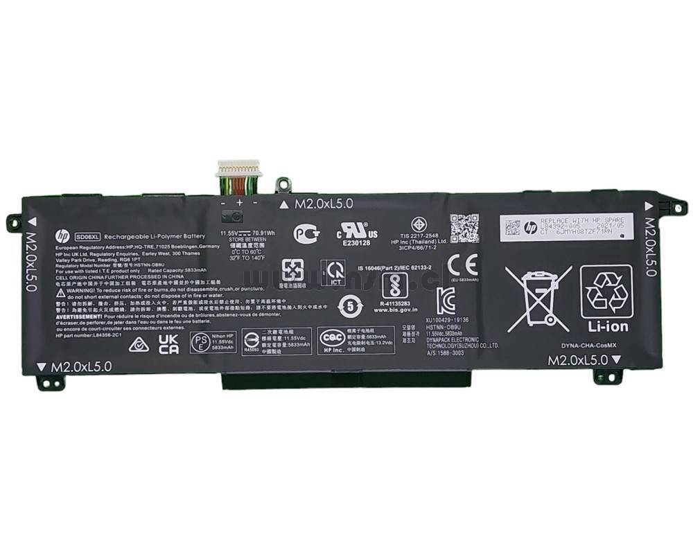 Bateria HP Omen 15-Ek/En Series Sd06Xl 11.55V 70.91Wh L84392-005 1