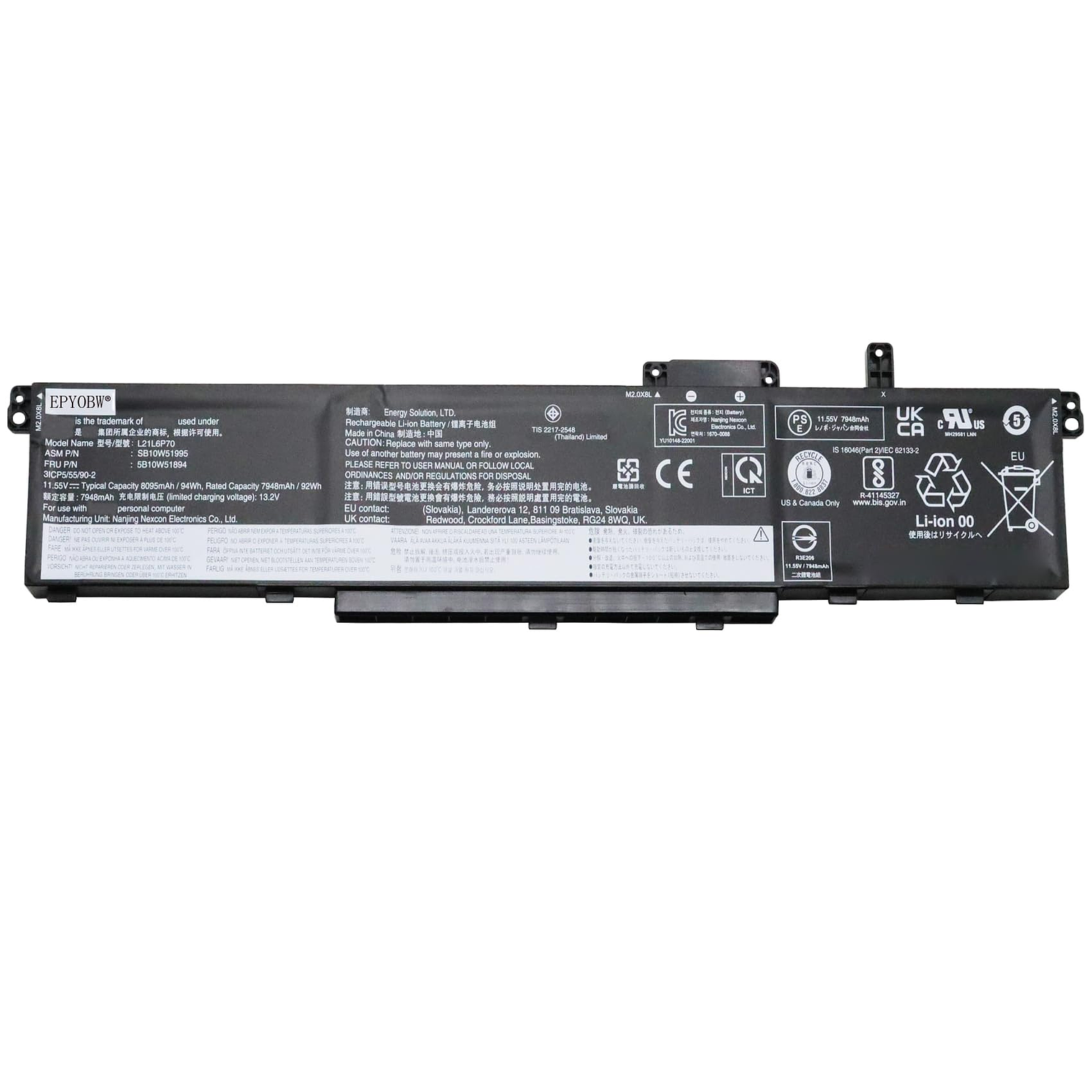 Batería Lenovo Thinkpad P16 Gen 1 94 Wh 8095 Mah 11.55 V L21M6P70 1