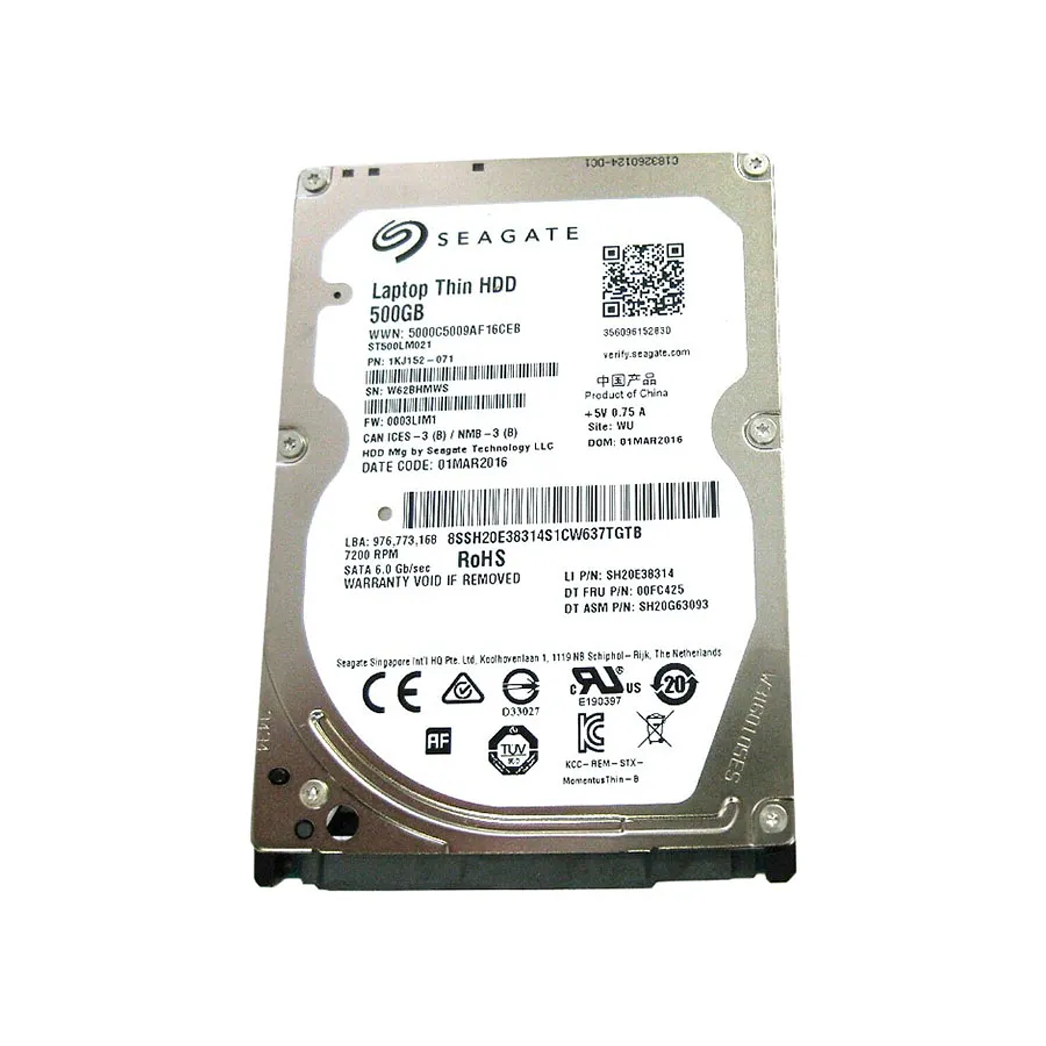 Hard Drive 500Gb Sata 2.5 72K 7Mm 00FC425 1