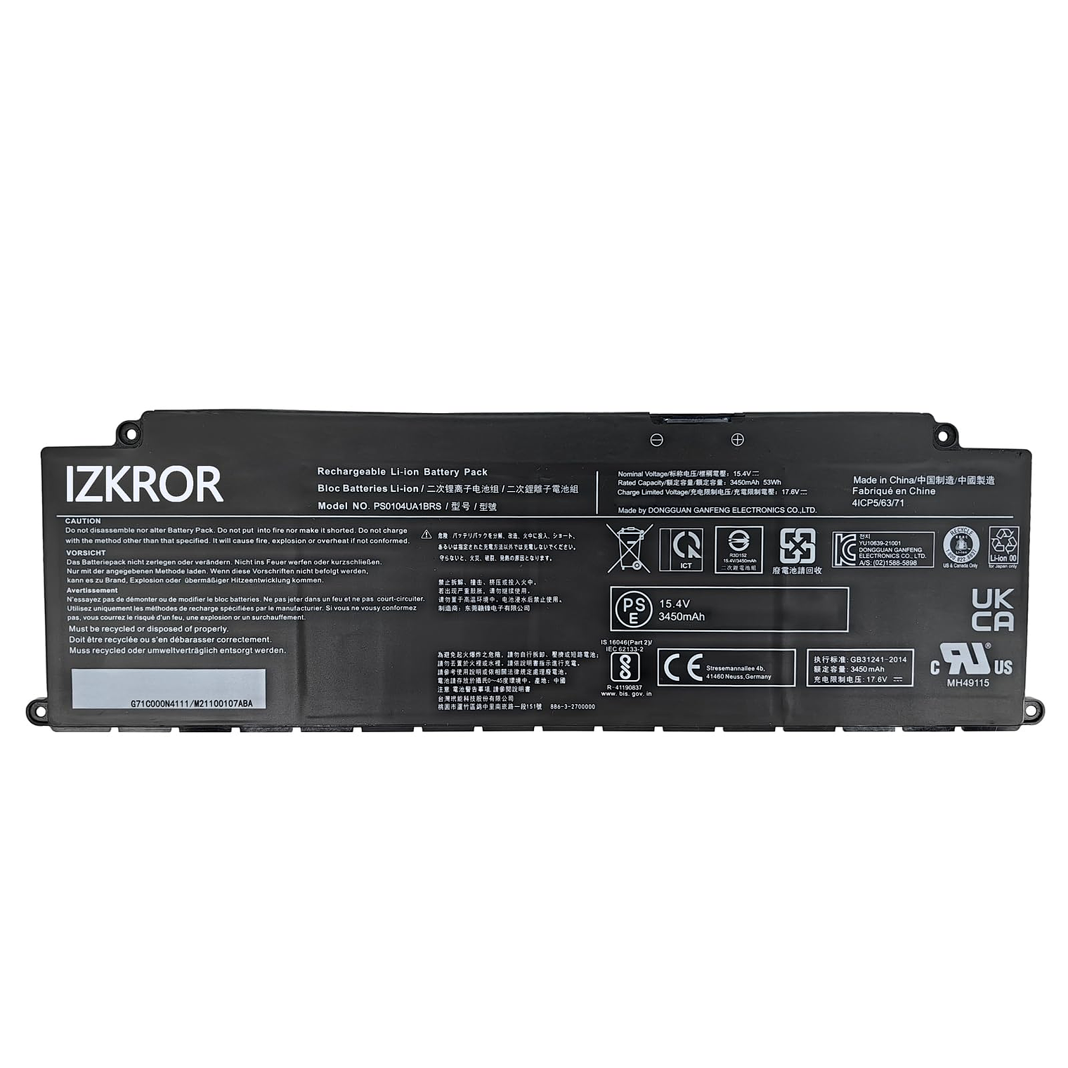 Bateria Toshiba Dynabook 15.4V 3450Mah 4 Celdas Ps0104Ua1Brs 1